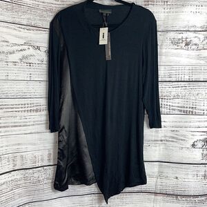 I jeans by Buffalo Top Womens Large asymmetrical hem black Tunic NWT‎